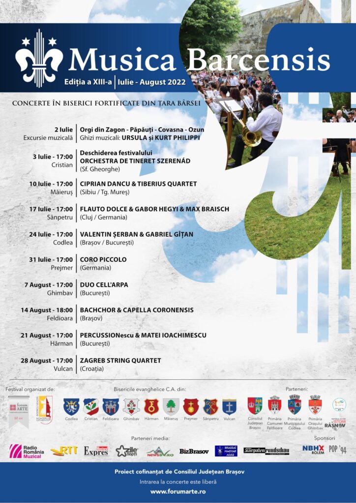 Festivalul Musica Barcensis, ediția a XIII-a, începe sâmbătă, 2 iulie 2022